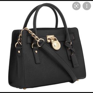 Michael Kors black and gold structured purse